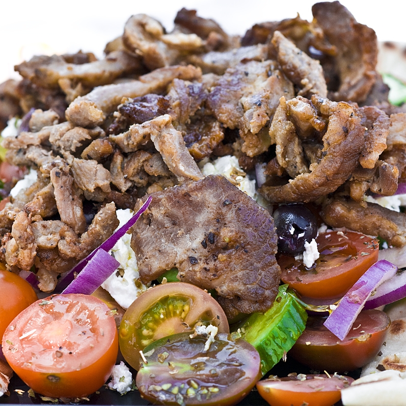 Greek Salad w/Chicken gyros on top